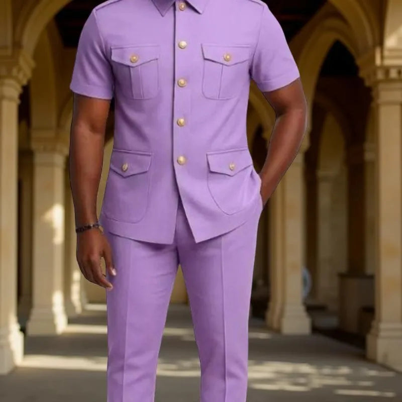 Light Purple Safari Folder-Lapel Suit