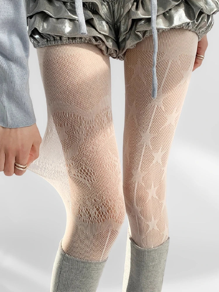 Fishnet Star Print Pantyhose