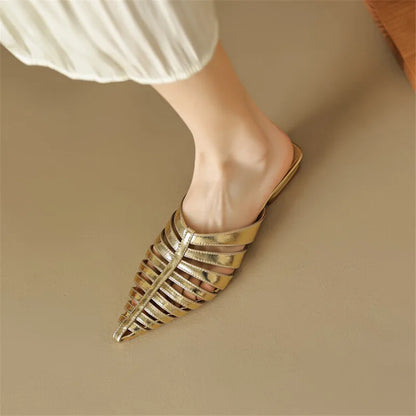 Leather Narrow Band Slippers