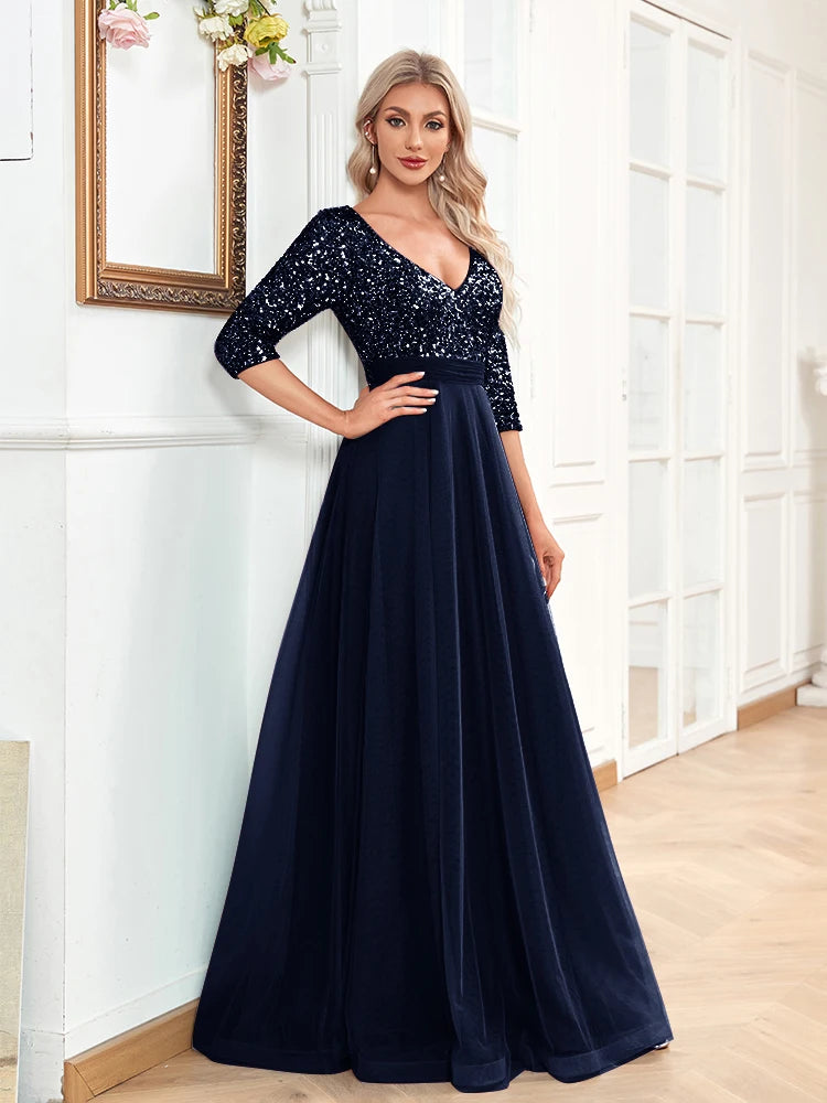 Tiered Sequin Gown