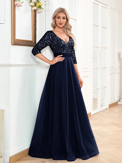 Tiered Sequin Gown