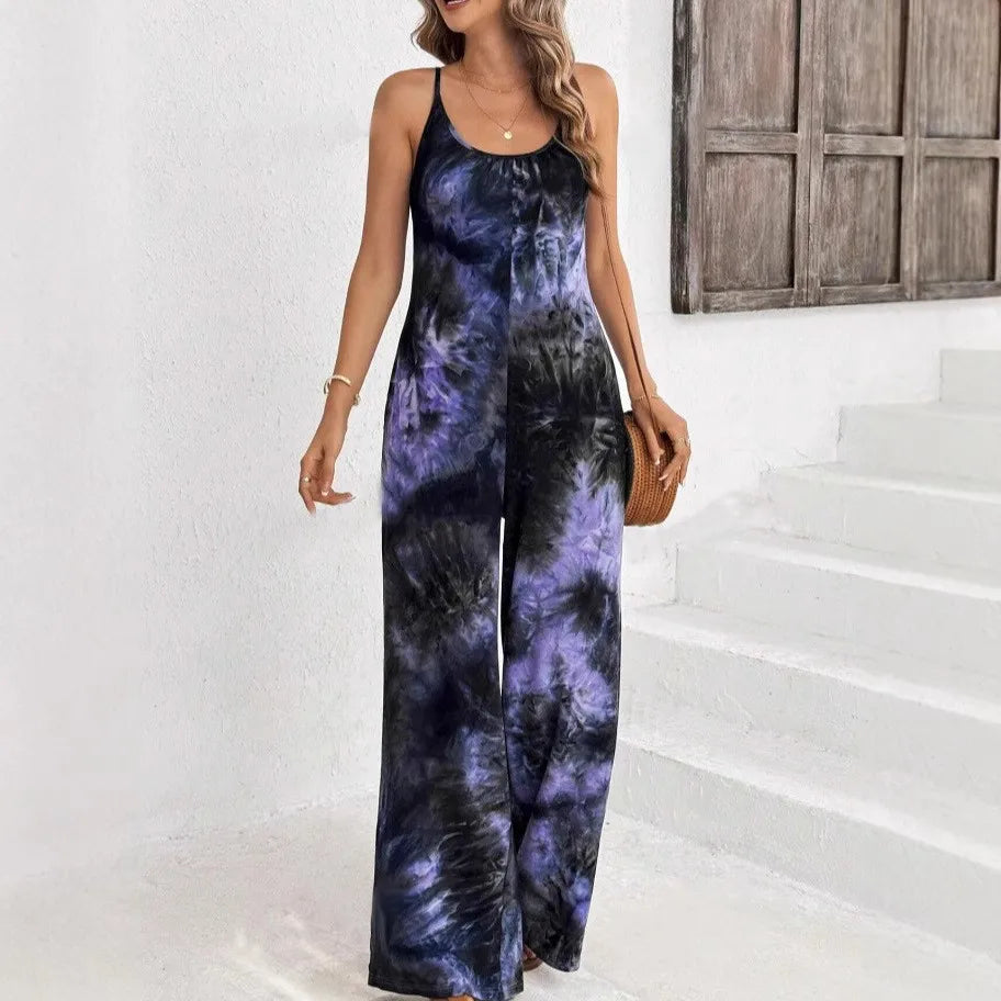 Printed Strap Vest Jumpsuit