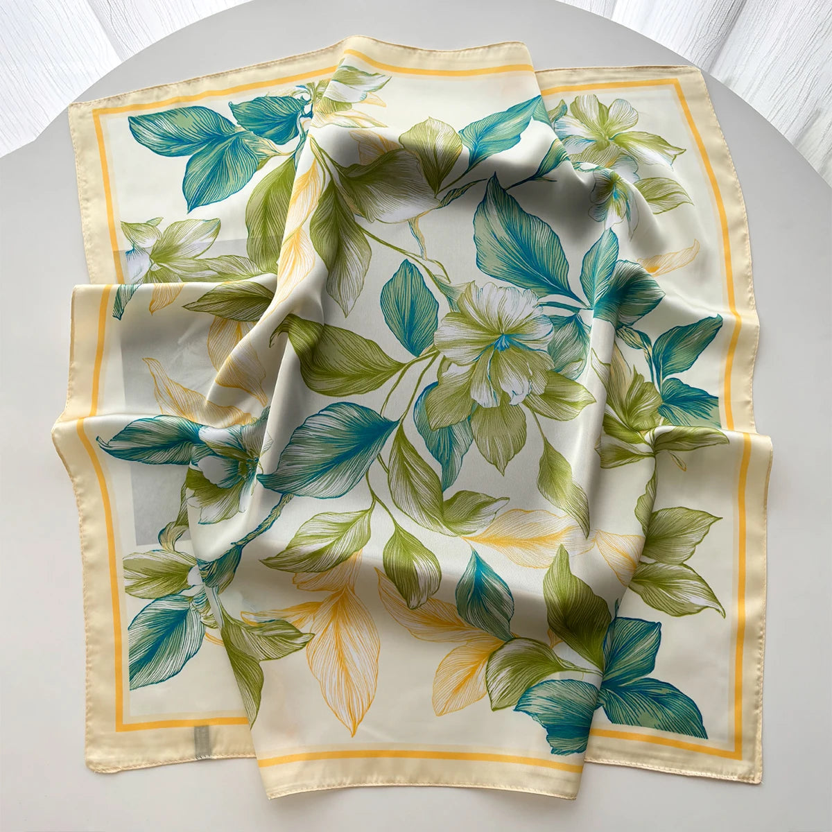Floral Print Silk Hairband Scarf