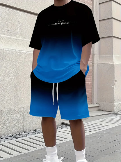 Casual T-Shirt Drawstring Shorts Set
