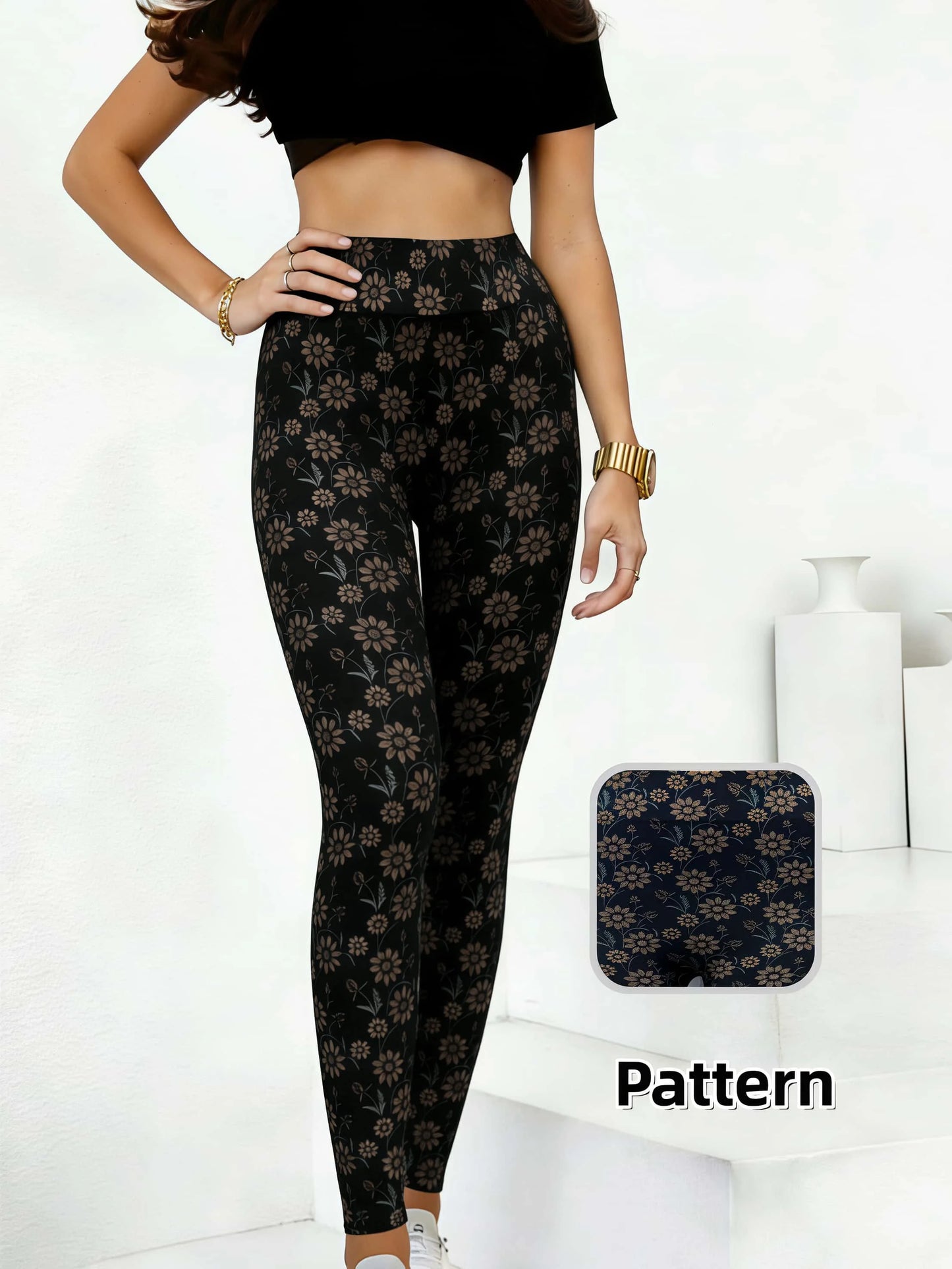 Daisy Print Cropped Leggings
