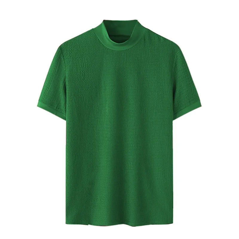 Textured High-Neck Korean Bottoming Tee