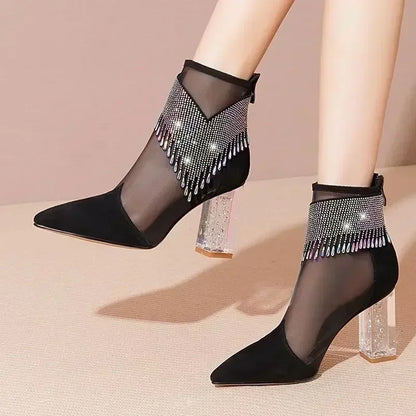 Rhinestone Tassel Dance Boots