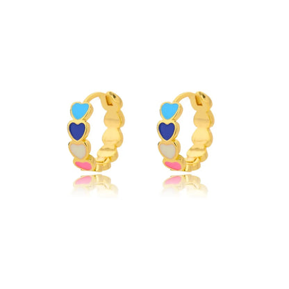 Hollow zircon heart earrings