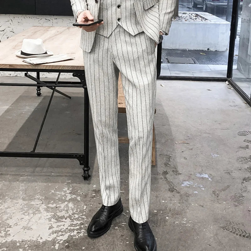 Plaid Slim Leg Work Trousers
