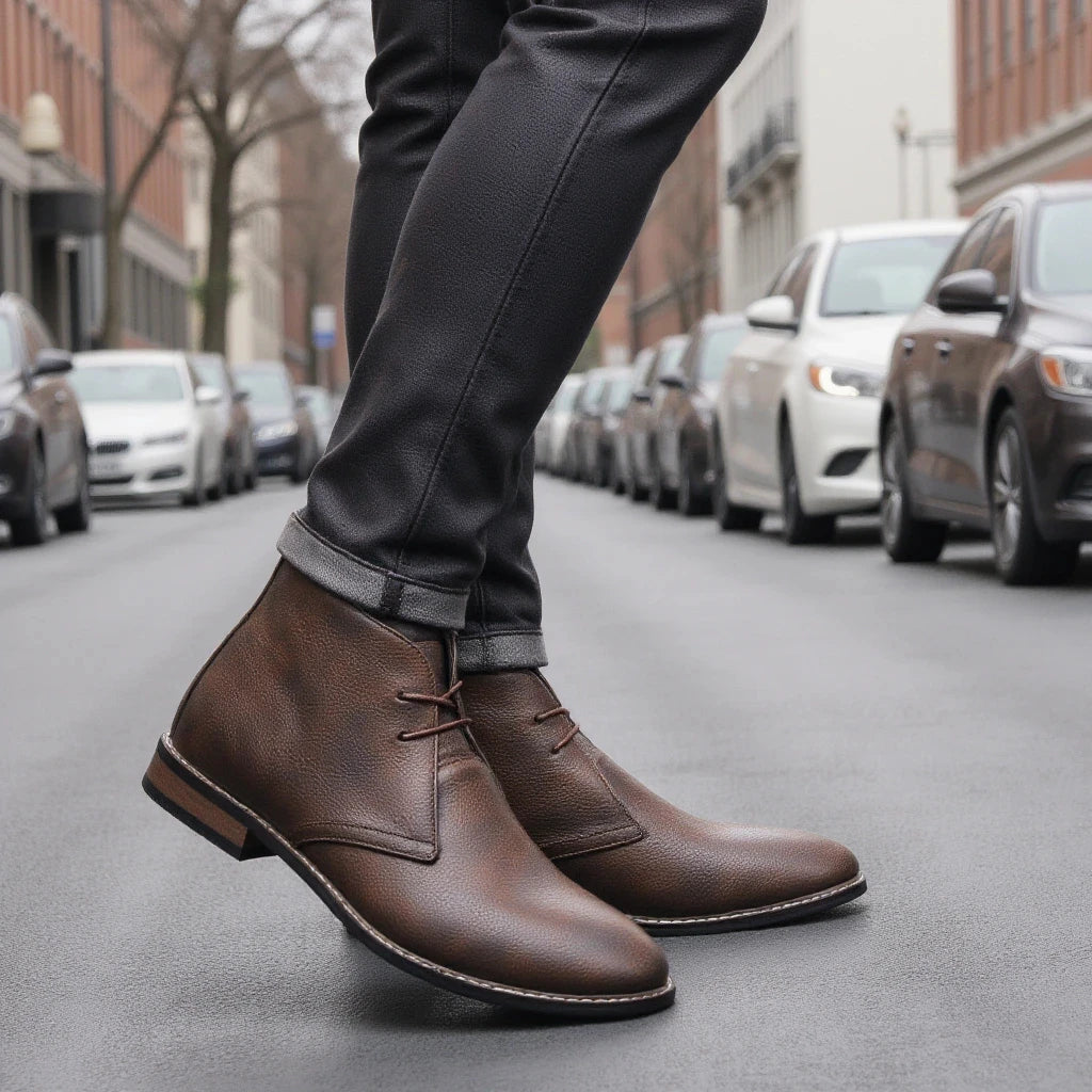 Leather Retro Ankle Boots