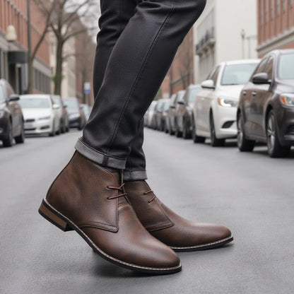 Leather Retro Ankle Boots