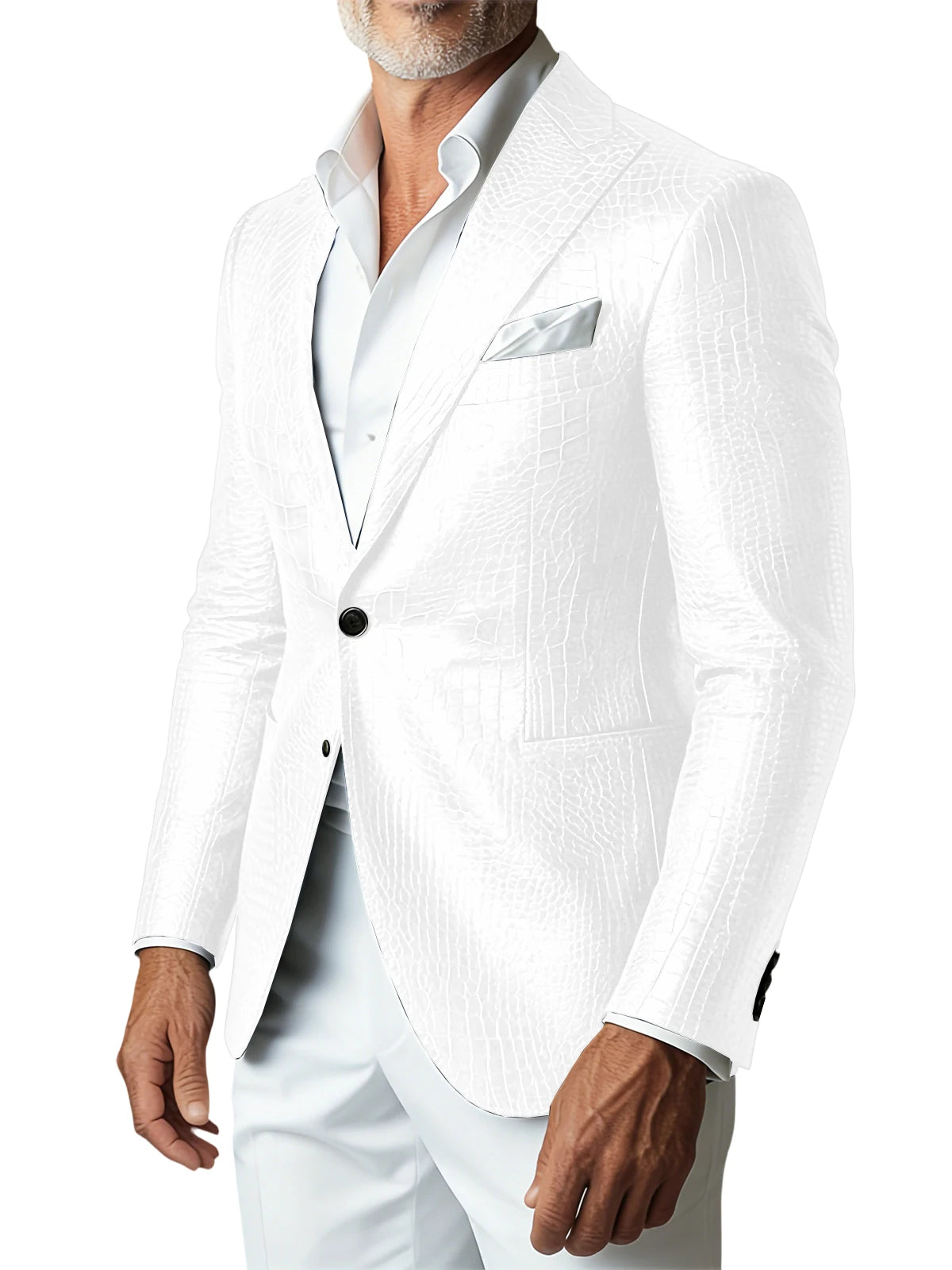 Crocodile PU Leather Suit Blazer