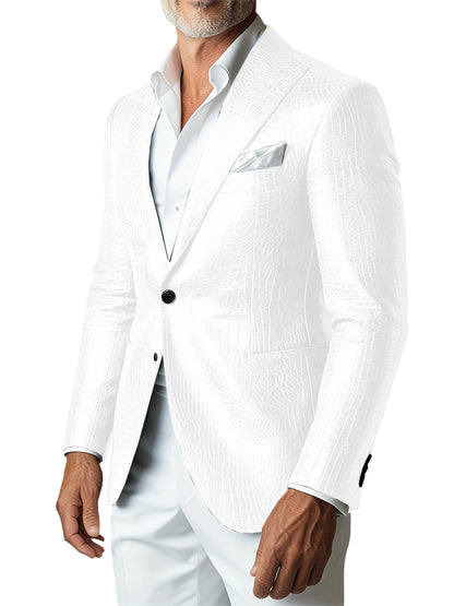 Crocodile PU Leather Suit Blazer