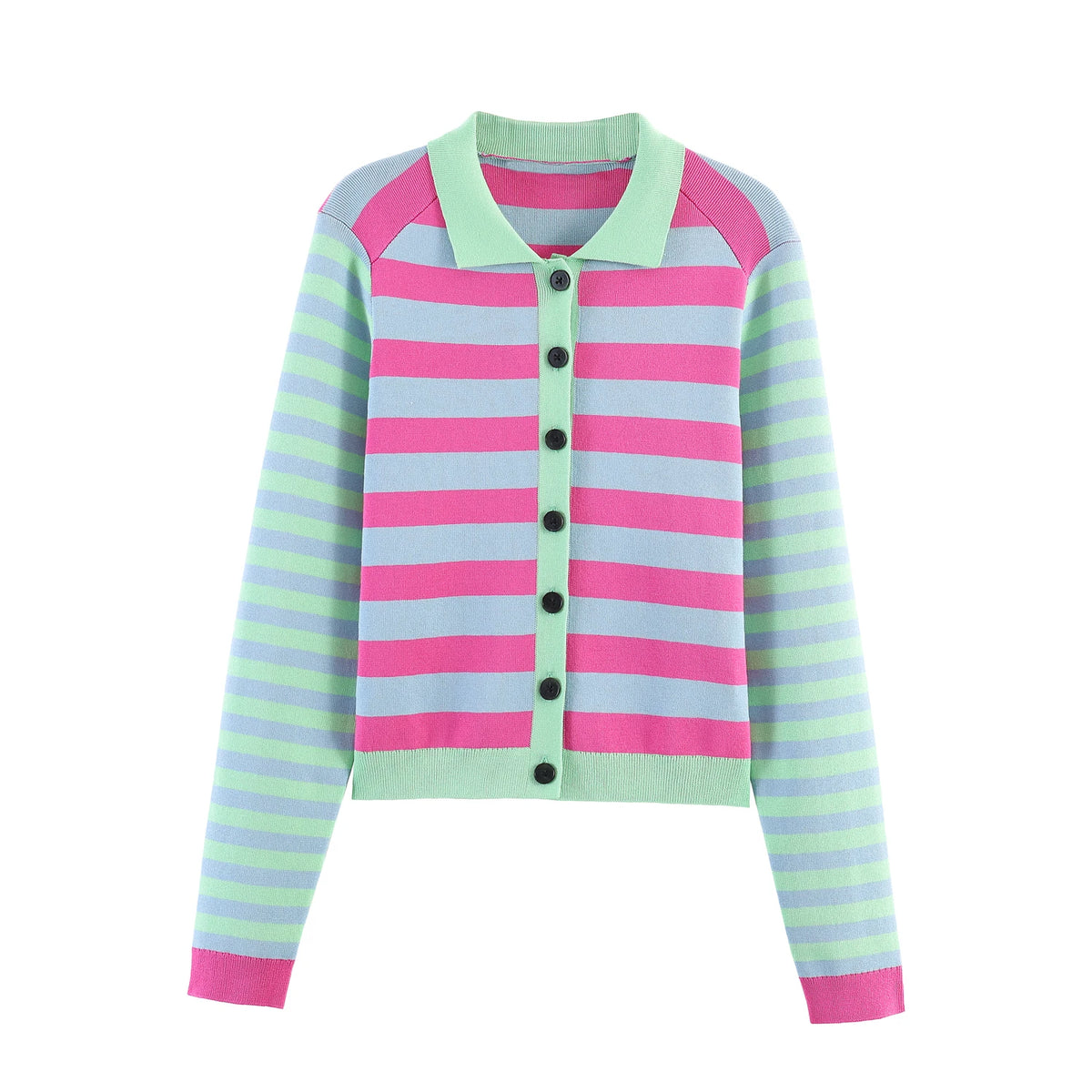 Multicolor Striped Knit Cardigan