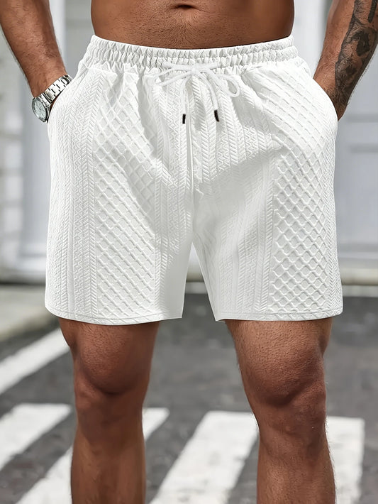 Textured Knit Elastic Waist Shorts
