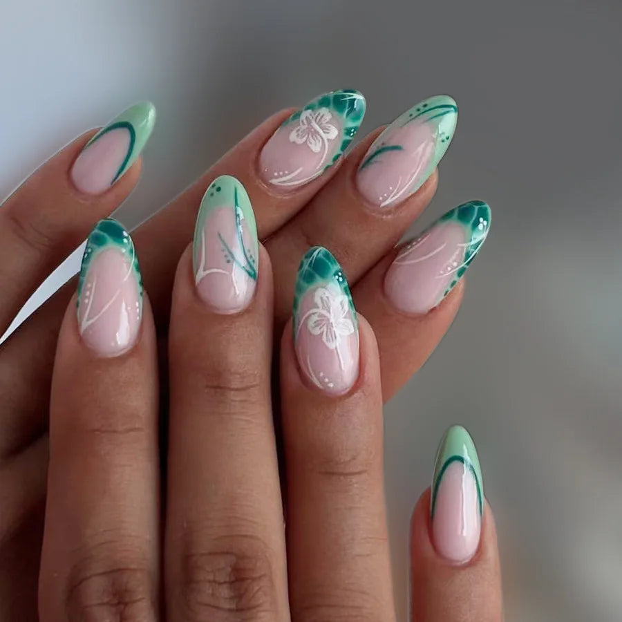 Floral Resin Press On Nails