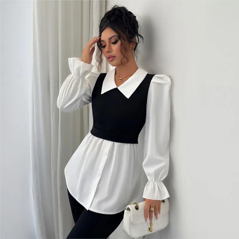 Faux Two-Piece Blouse