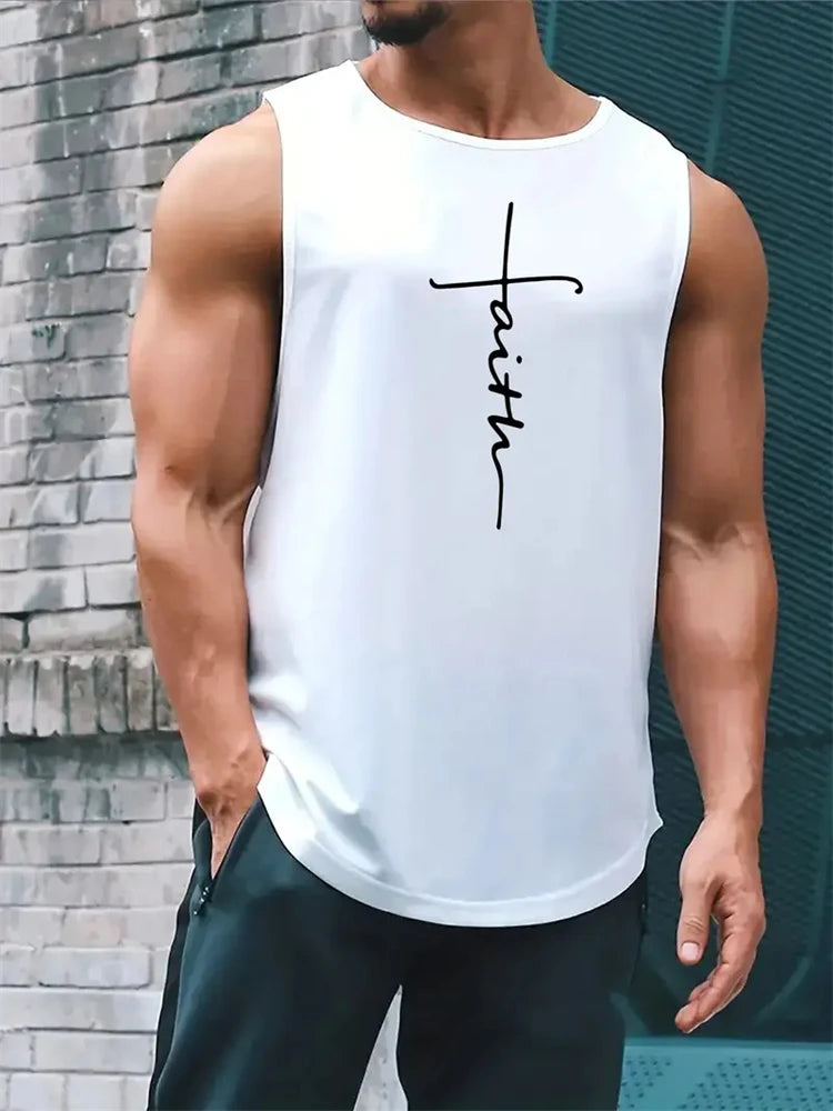Cross Print Streetwear Tank Top