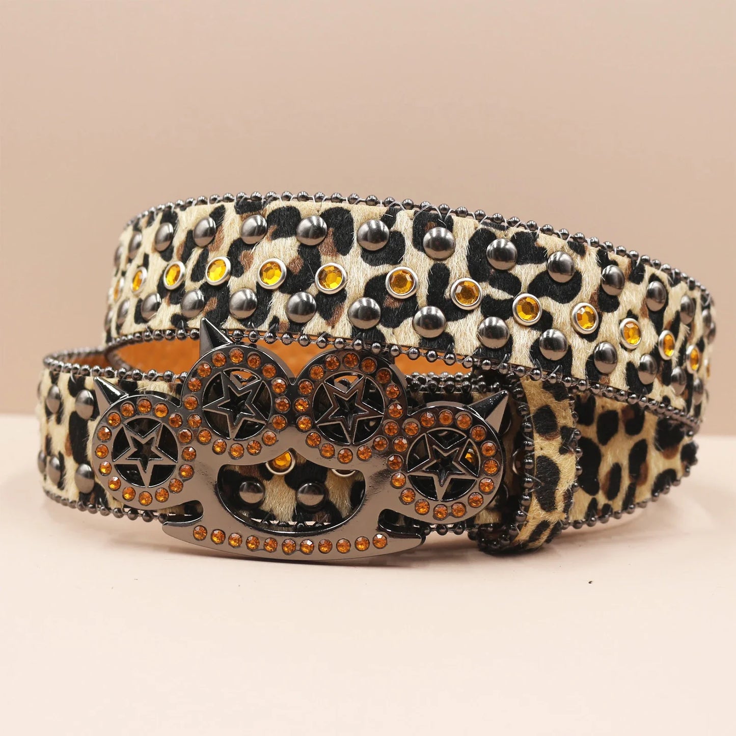 Rhinestone Leopard Belt