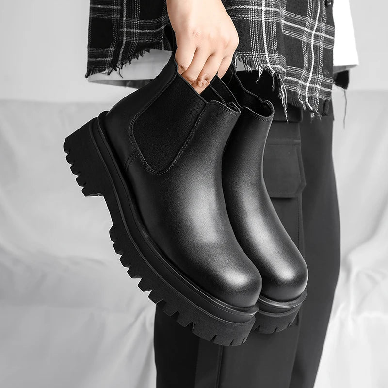 Red PU Chelsea Boots