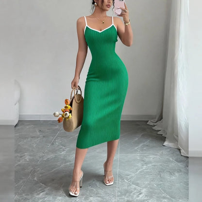 Spaghetti Strap Knit Midi Dress