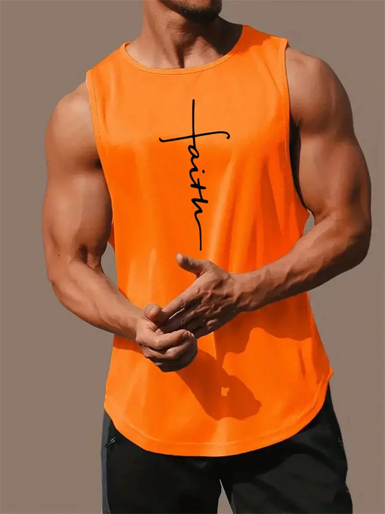 Cross Print Streetwear Tank Top