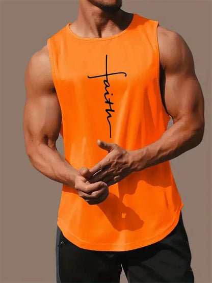 Cross Print Streetwear Tank Top