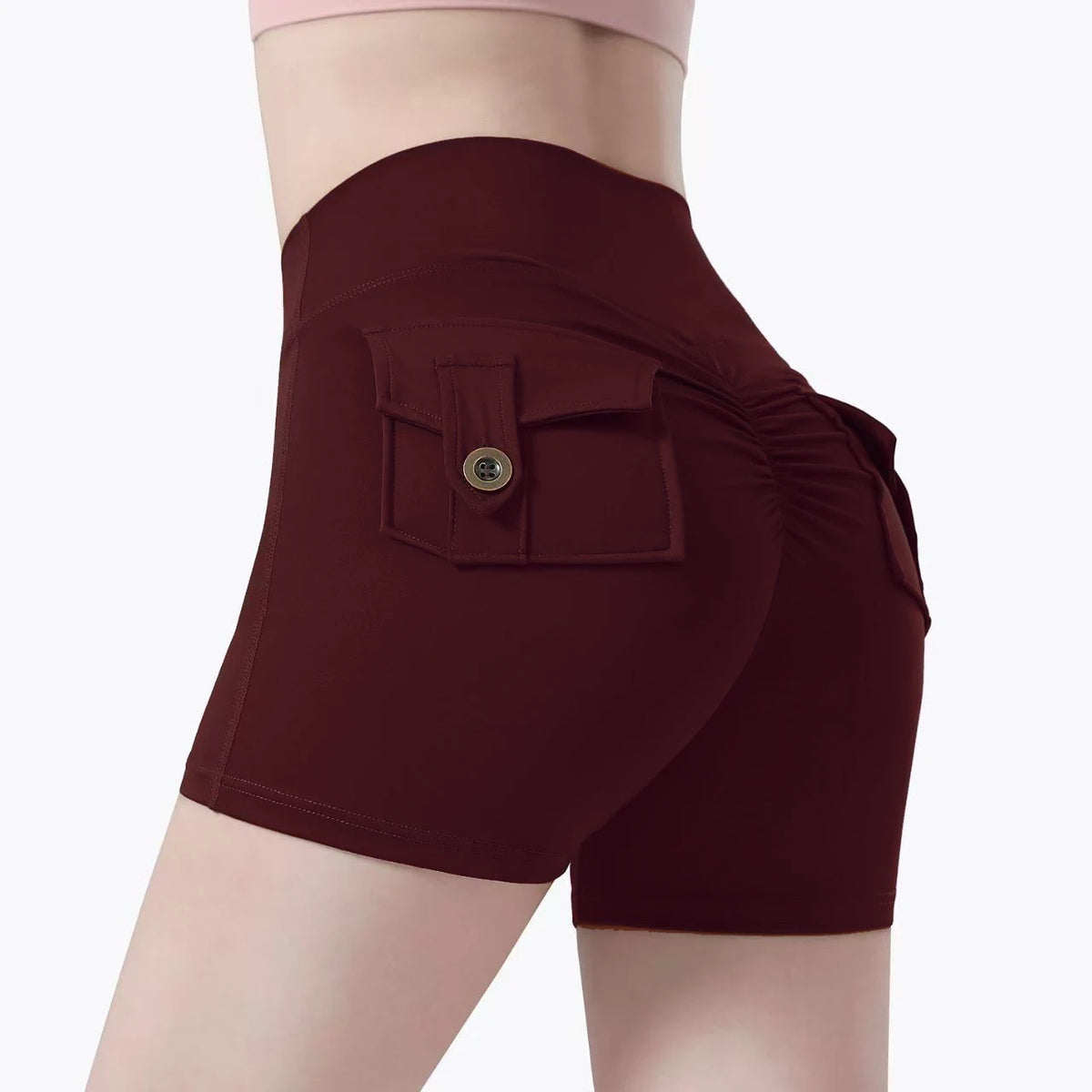 Nylon Ruched Waistband Shorts