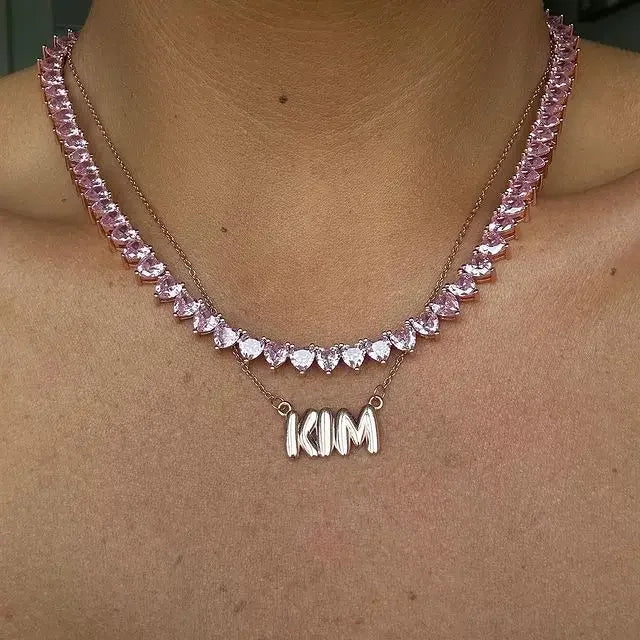 Heart CZ Tennis Necklace