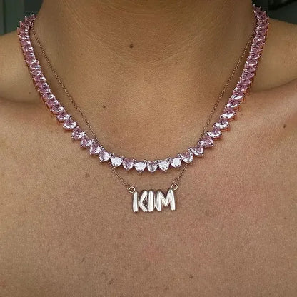 Heart CZ Tennis Necklace