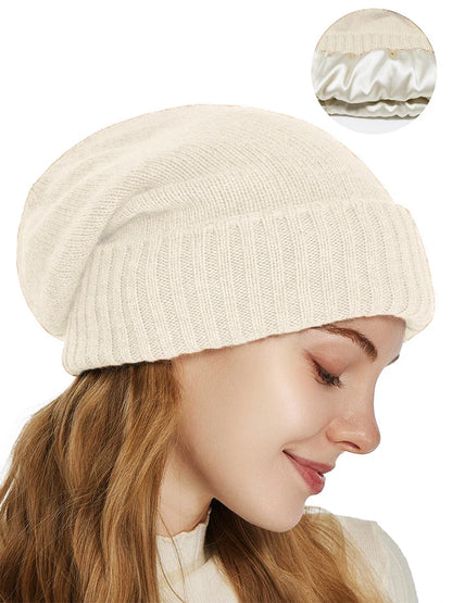 Satin-Lined Cashmere Beanie