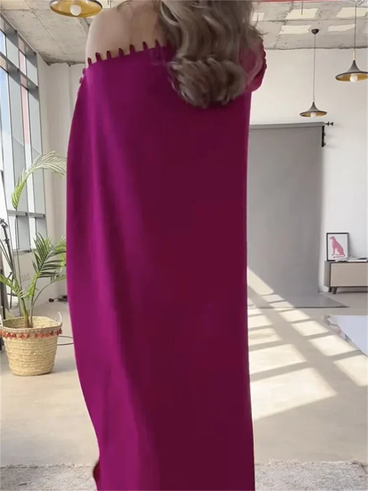 Vintage Solid Maxi Robe Dress