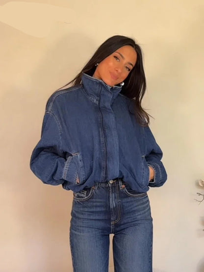 Stand Collar Single-Button Jacket