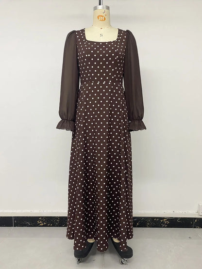 Polka Dot Mesh Maxi Dress