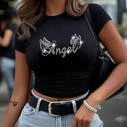 Angel Wing Graphic Crop Top