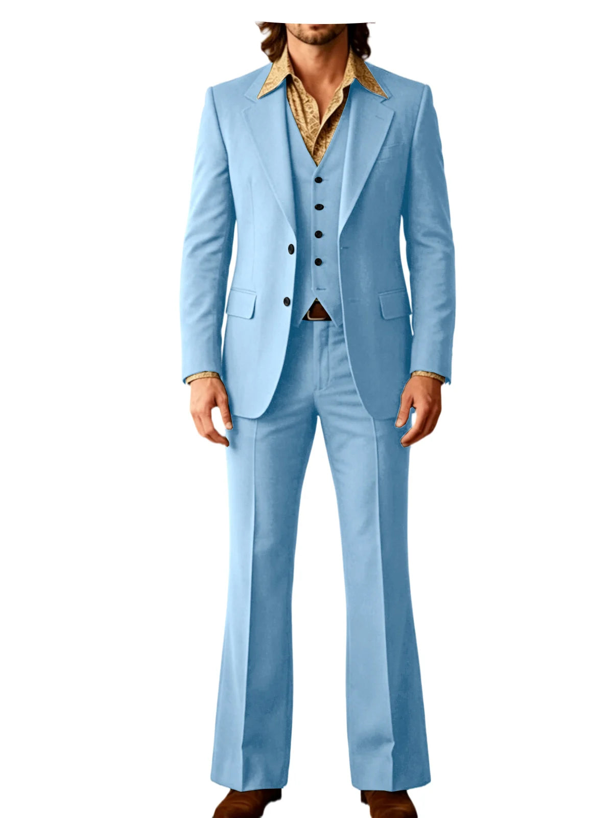 Retro Bell-Bottom Three-Piece Suit