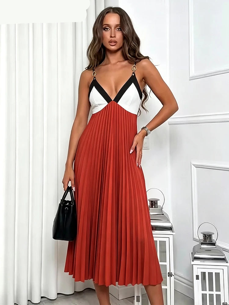 Beaded Pleated Slip Dress