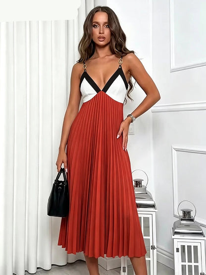 Beaded Pleated Slip Dress