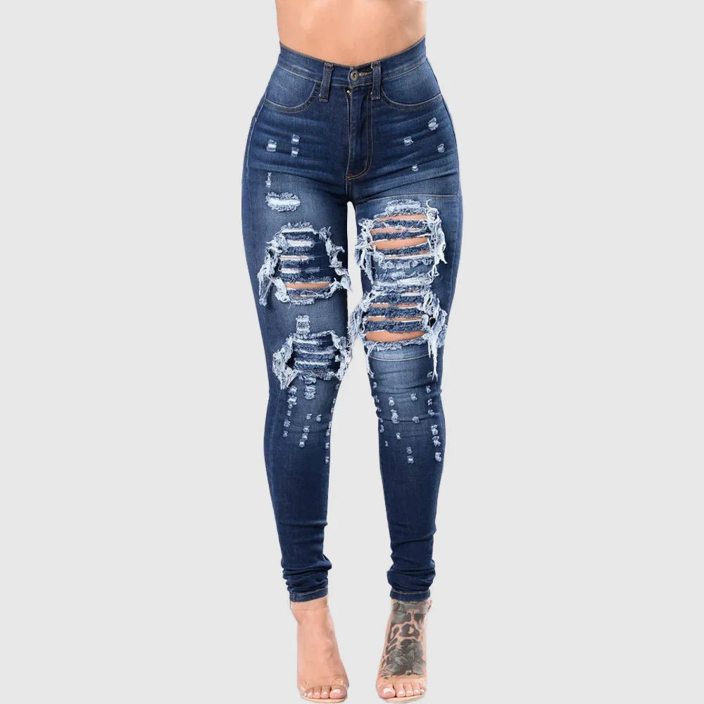 High Waist Ripped Skinny Jeans