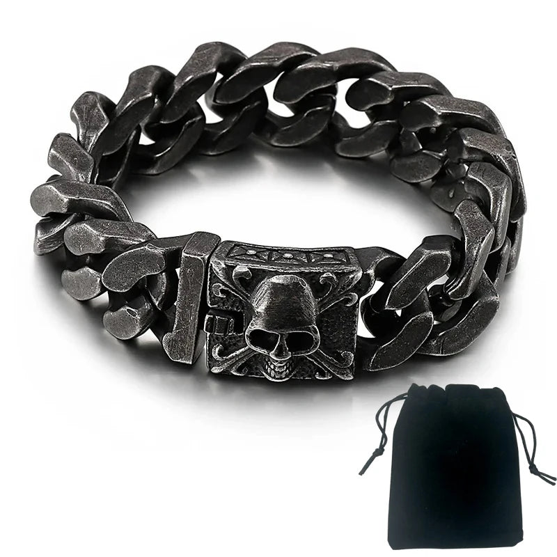 Men’s Heavy Punk Skull Cuban Bracelet