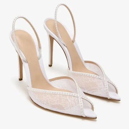 Elastic Strap Thin Heel Sandals