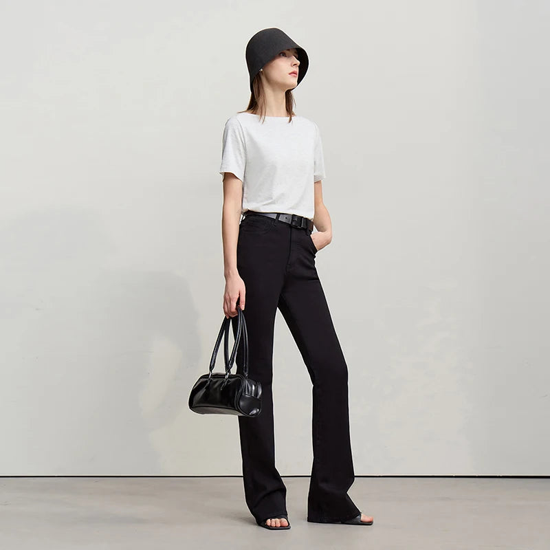 Amii Solid Flared Jeans