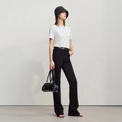 Amii Solid Flared Jeans