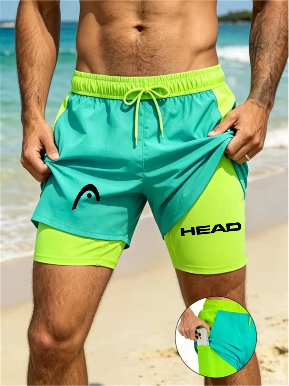 Double-Layer Stretch Fitness Shorts