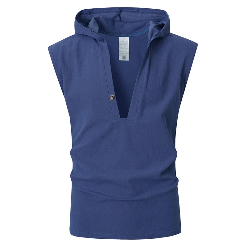 Hooded Button Beach Tank Top
