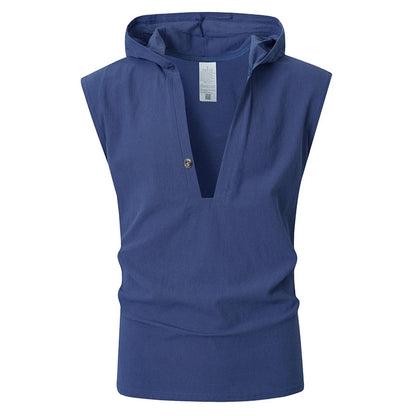 Hooded Button Beach Tank Top