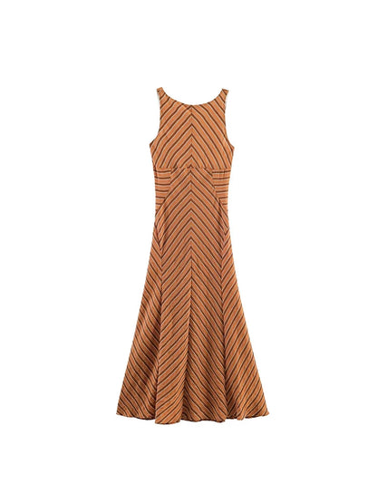 Striped Sleeveless Midi Dress