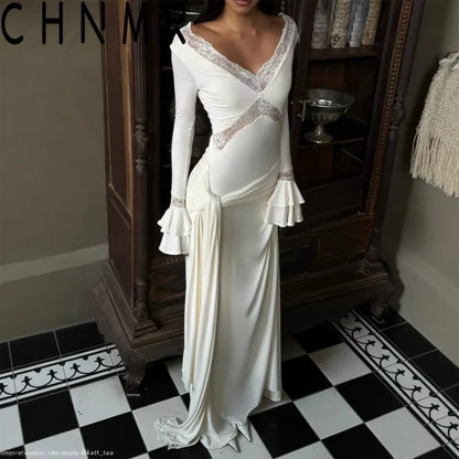 Long-Sleeve Lace Maxi Dress