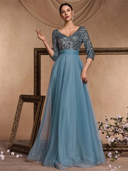 Tiered Sequin Gown