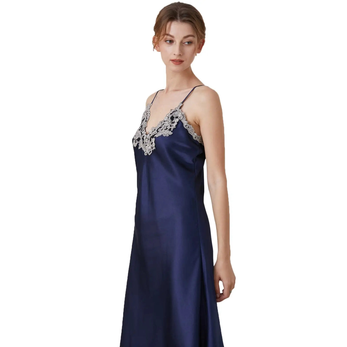 Long Lace Satin Nightgown